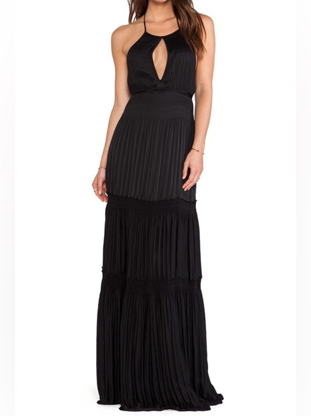 Diane von Furstenberg DVF Aden Black Halter Maxi Dress S